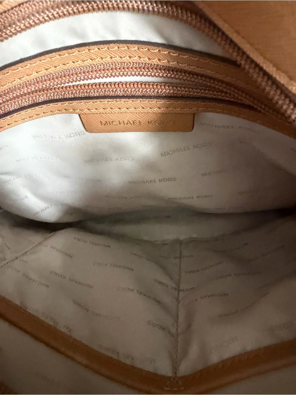 Michael Kors Cream & Tan Signature Crossbody Bag